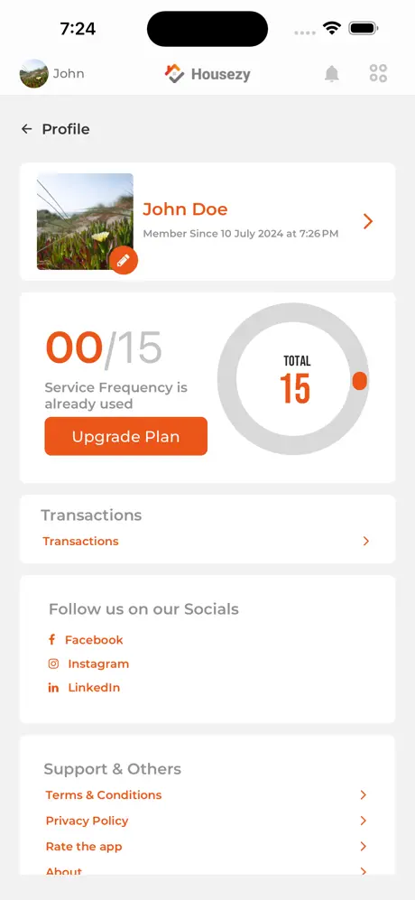 User profile management with account details and preferences